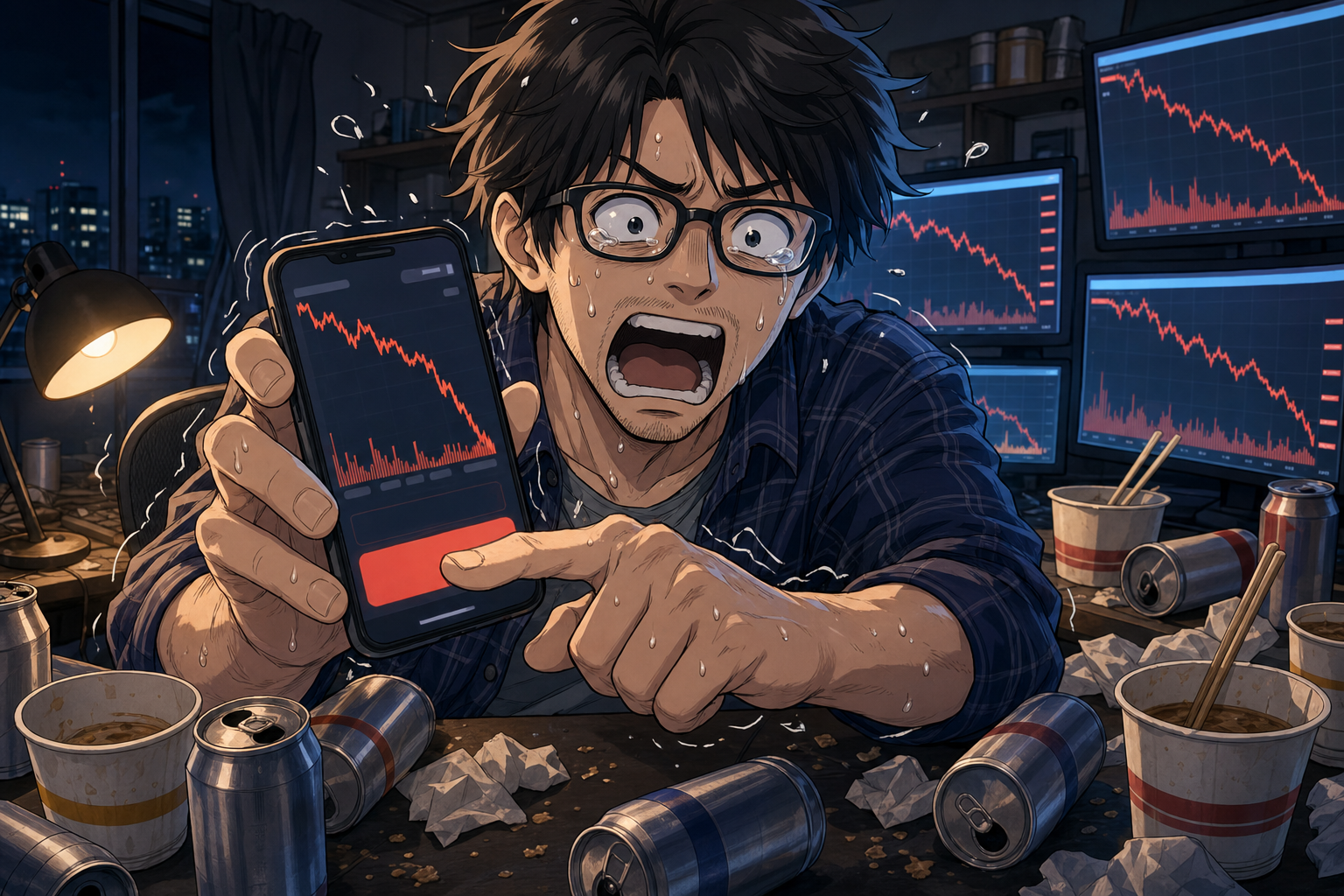 2026-06-16の山田くん — 総資産111万4567円、1357を損切り爆死…逆張りで逆噴射の地獄